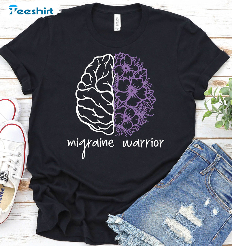 Migraine Warrior Trending Shirt, Migraine Awareness Long Sleeve Unisex Hoodie