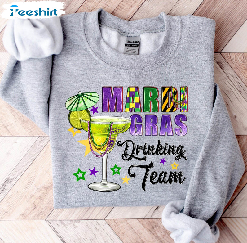 Mardi Gras Drinking Team Shirt, Flower De Luce Unisex T-shirt Short Sleeve