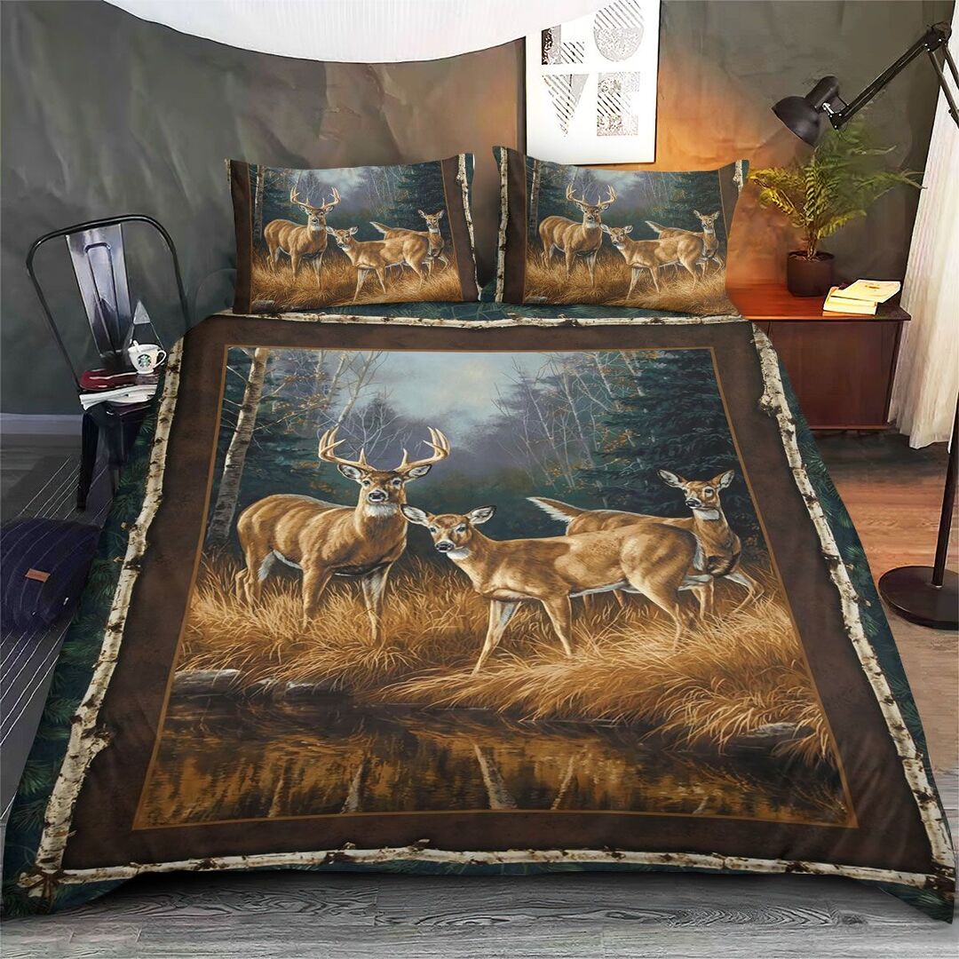 Beautiful Deer Hunting Quilt Bedding Set - Deer Hunter 3d Printed Quilt Bed Set Comforter