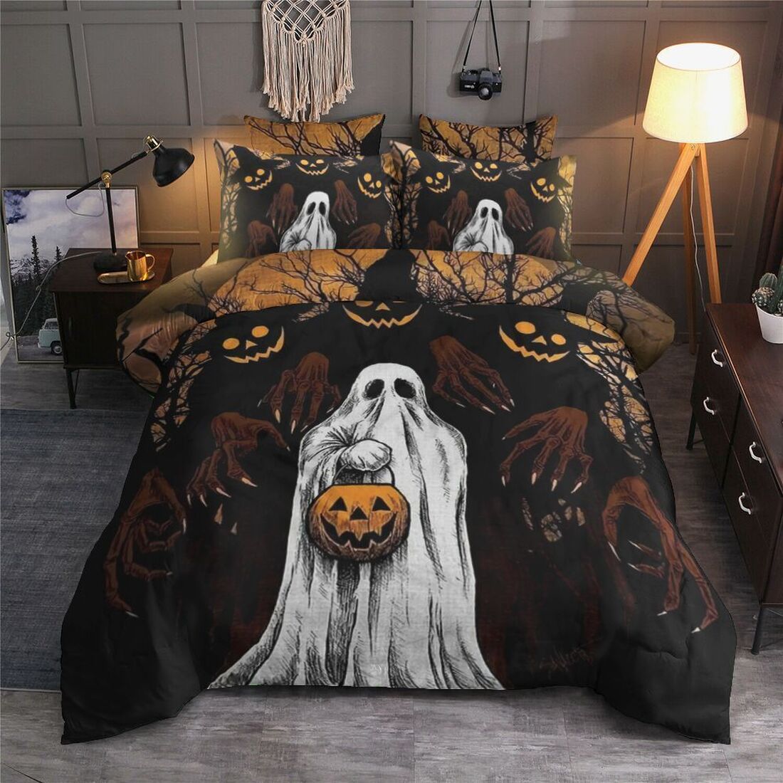 Halloween Ghost Quilt Bedding Set - Cool Pattern 3D Printed Quilt Bed Set ComforteD